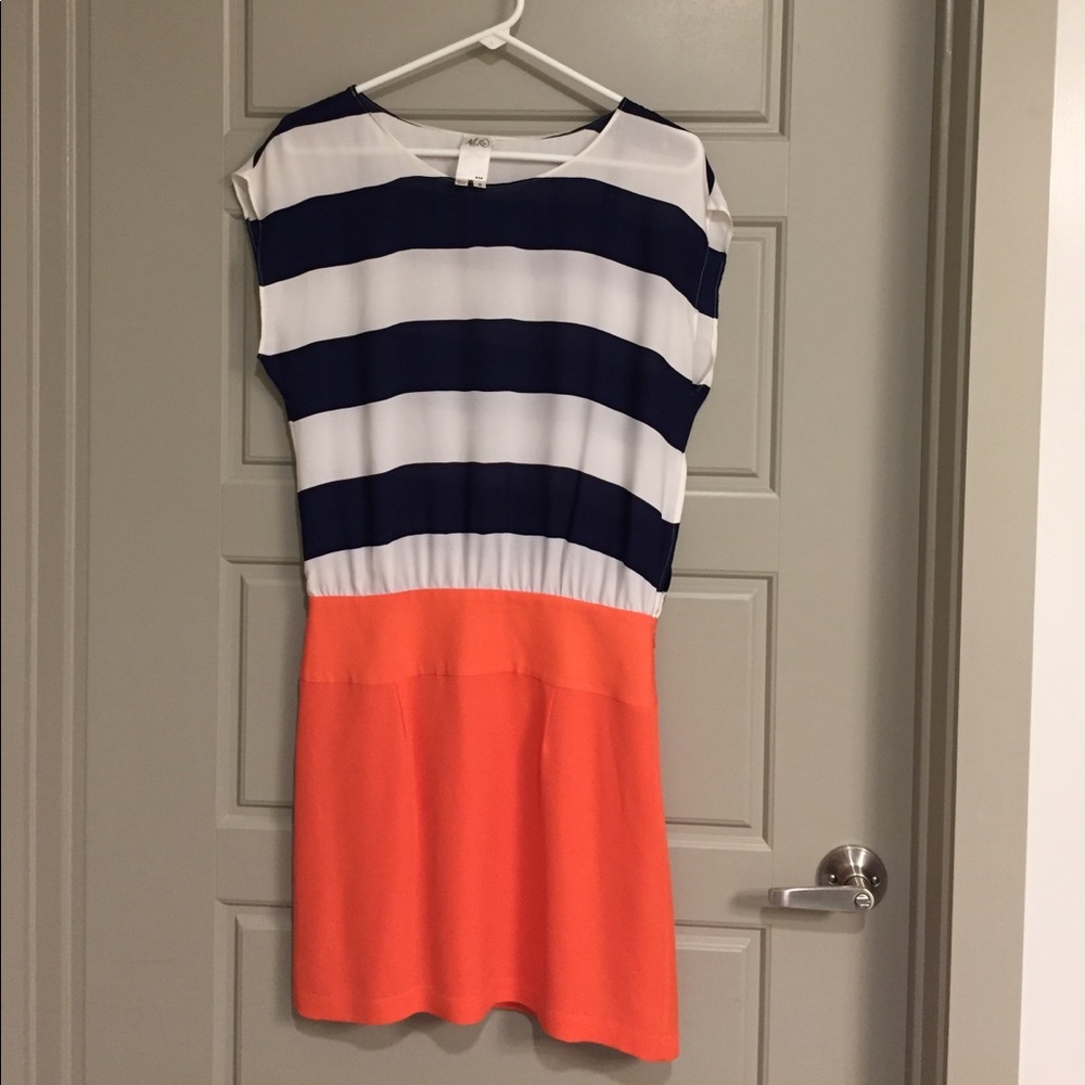 Navy/white/coral dress