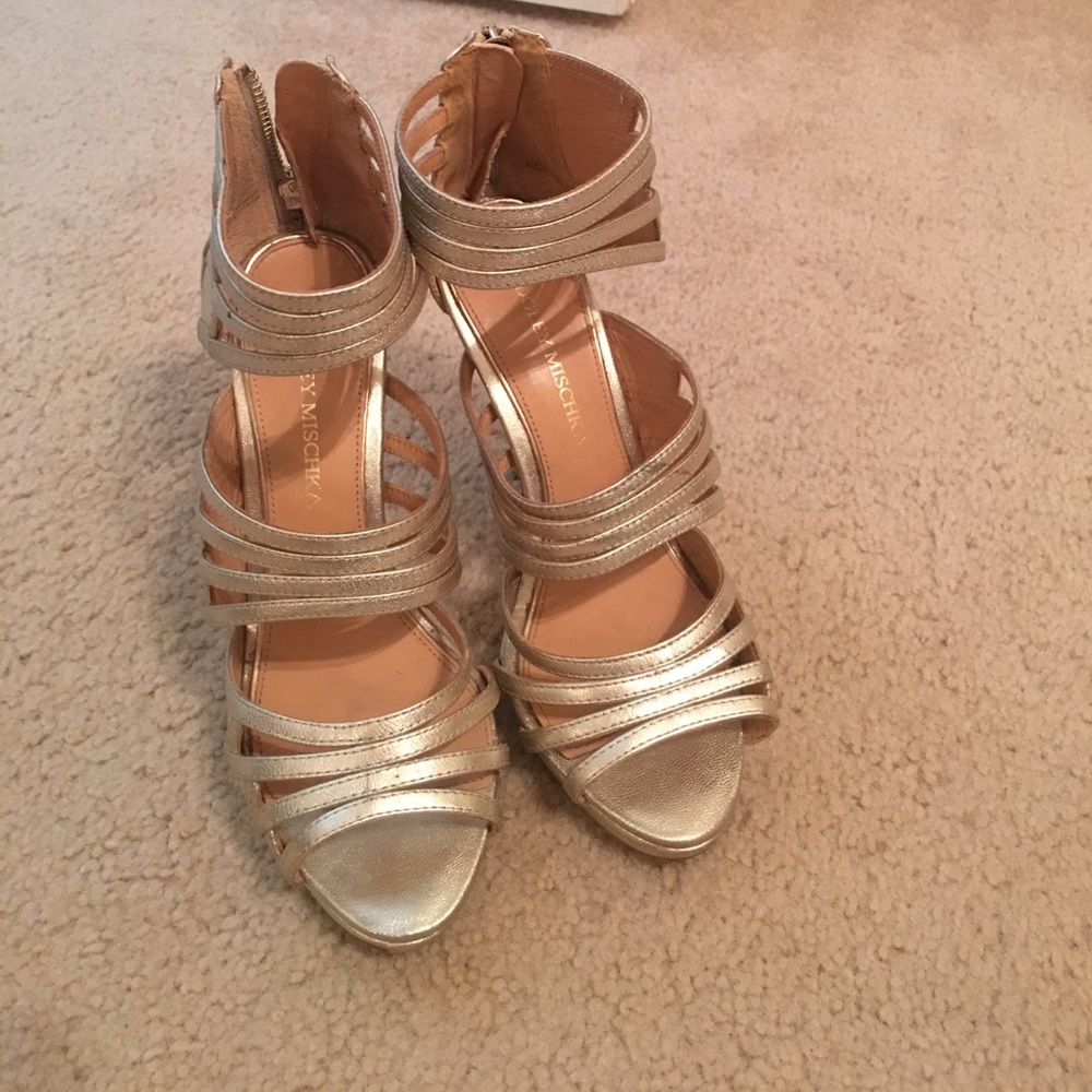 Tan strappy heels, size 6