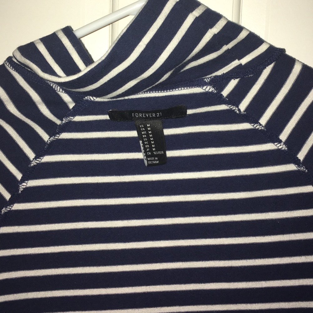 blue & white striped turtleneck