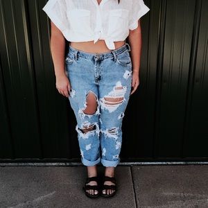 Ripped Rider Boyfriend Jeans