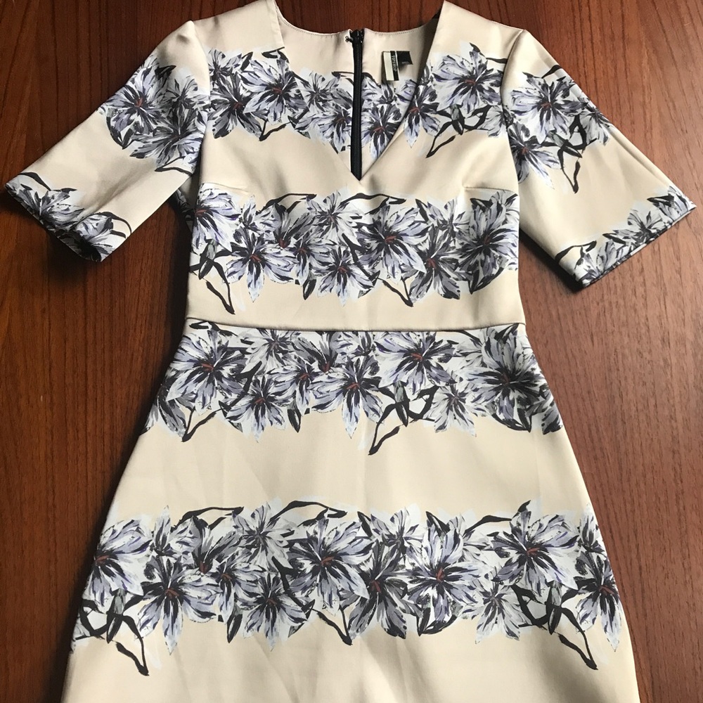 Topshop A Line Floral Satin Dress - Size 2