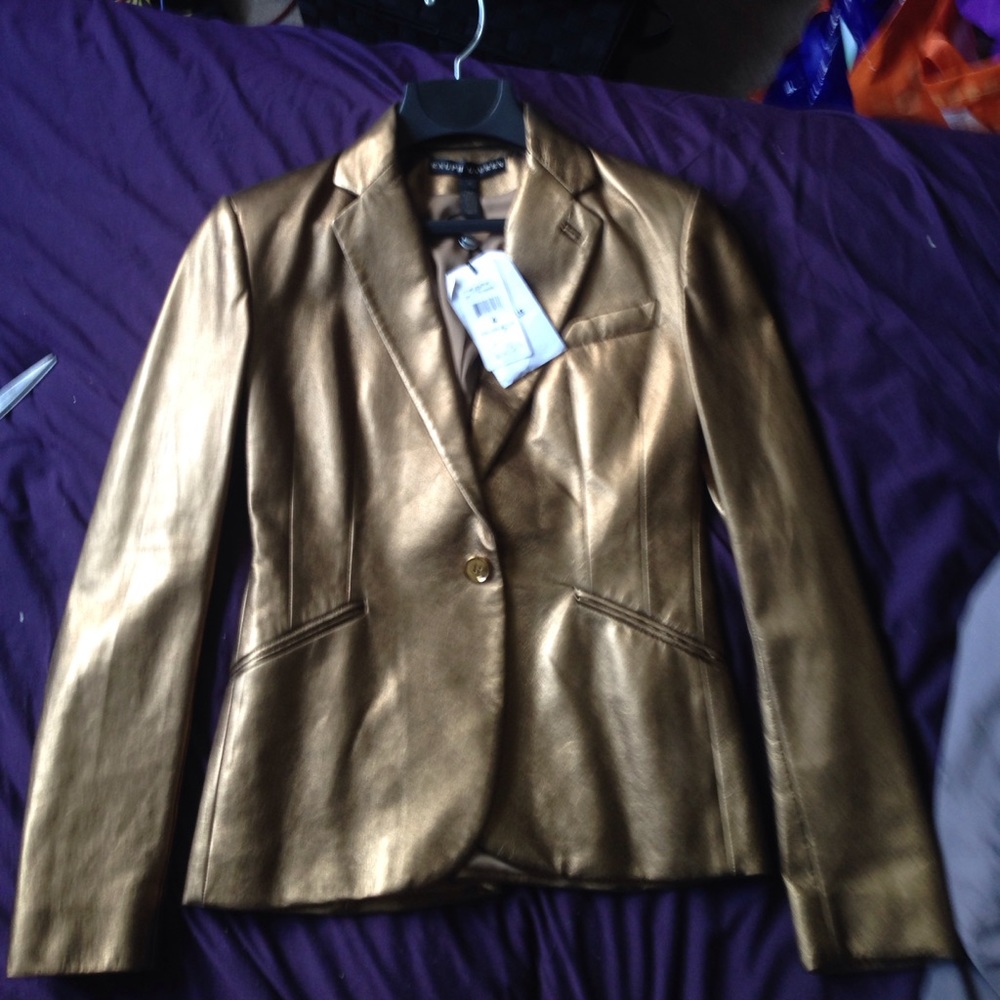 Black Gold Ralph Lauren Leather Blazer Jacket 4