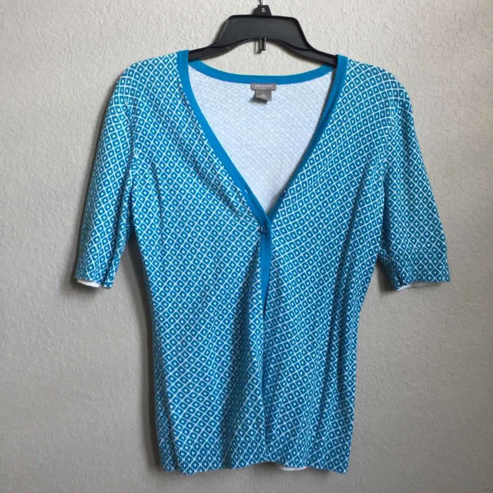 Blue and White Patterned Cardigan