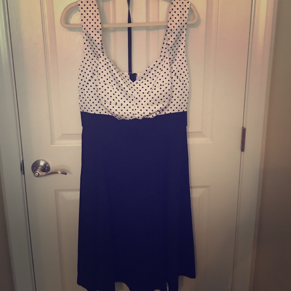 Torrid black and white polka dot swing dress