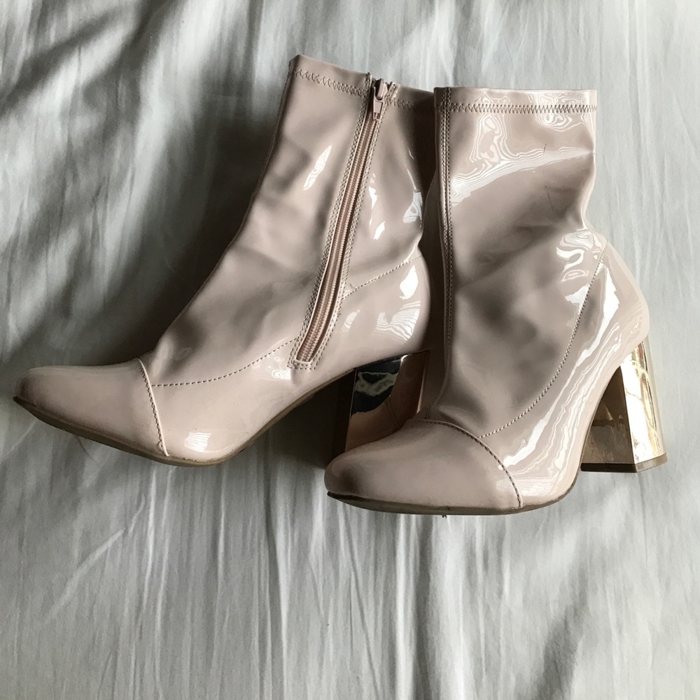 Pink heeled boots