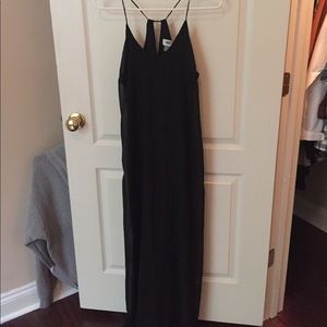 Black spaghetti strap maxi chiffon material& liner