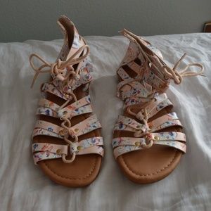 pink floral gladiator sandals