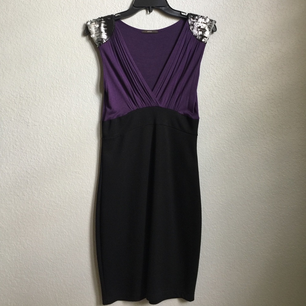 Black and Purple with detailed Sequin Dress
