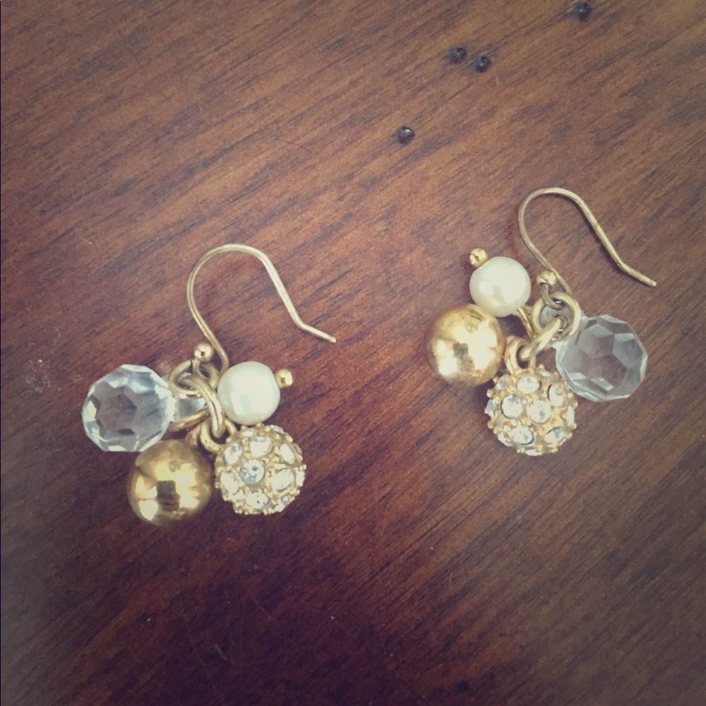 J. Crew bauble earnings-gold, pearl, clear, silver