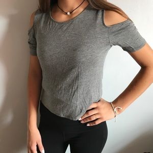 Grey off the shoulder shirt