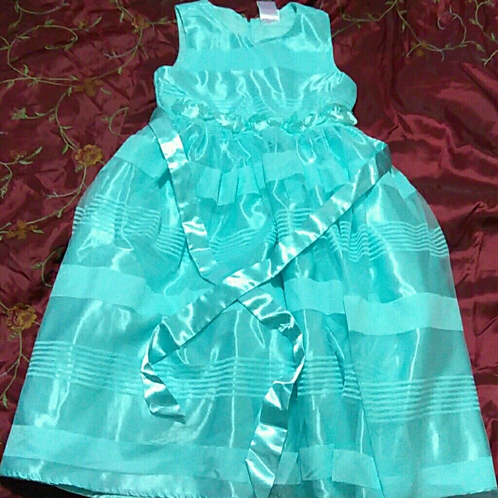 Sky blue little girls pageant dress