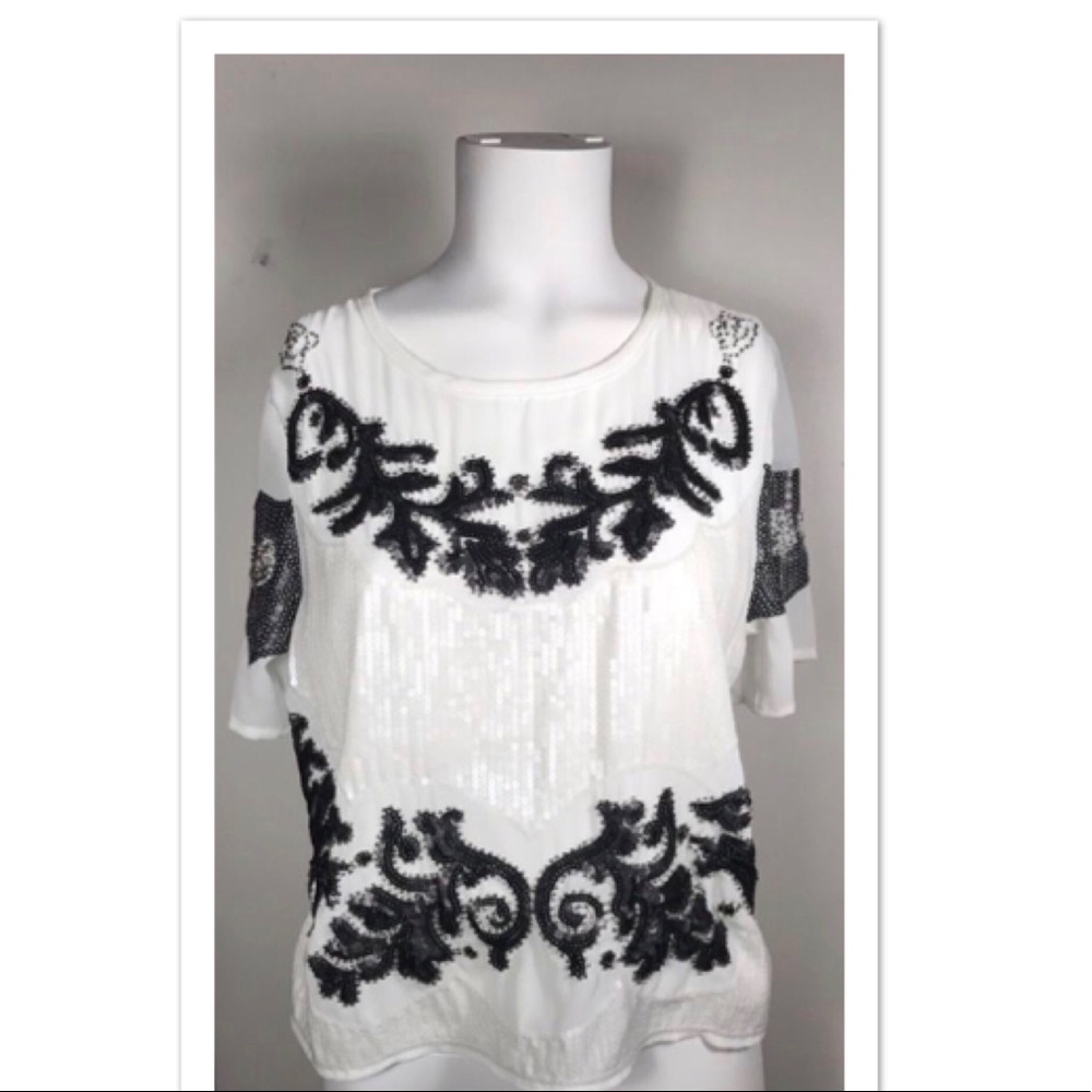 White sequin embellished top