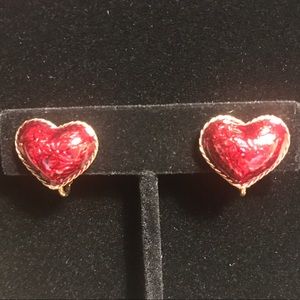 Red  Heart & Gold Clip-ons