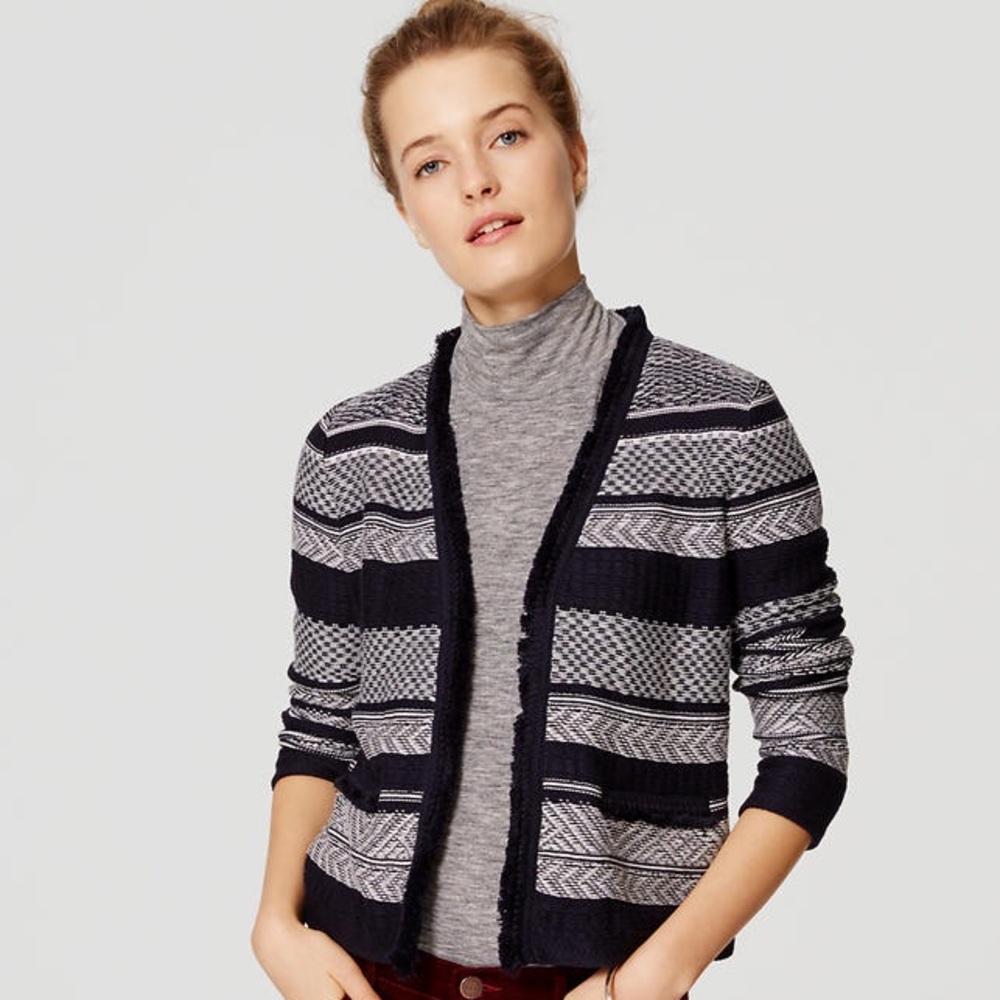Ann Taylor Loft Jacquard Stripe Jacket