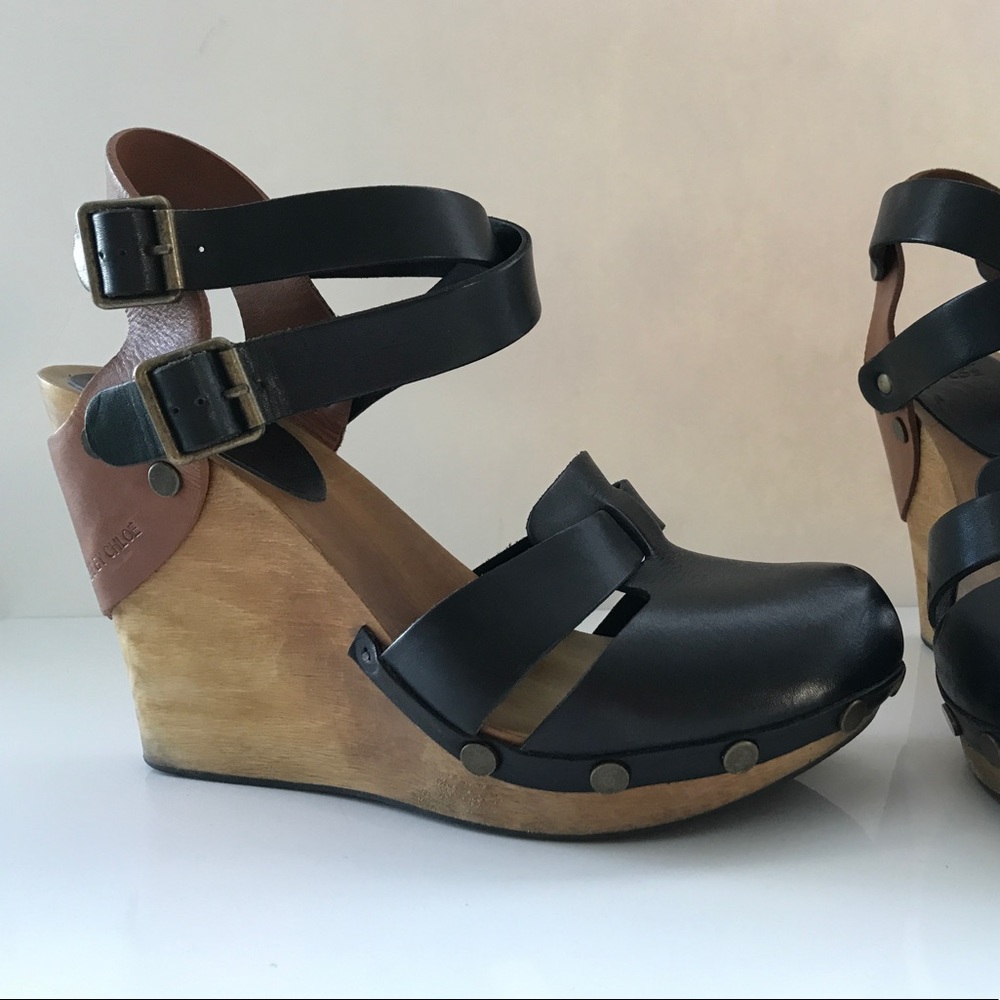 See by Chloe Studded Wedge Clogs, sz 41