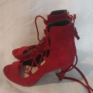 Red Lace-up French Connection Heels