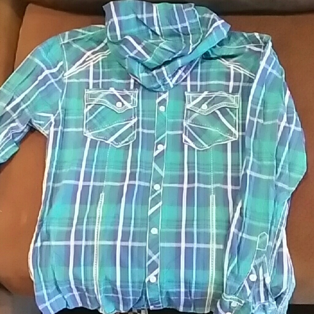 BKE Tailored Fit Hooded Button Up