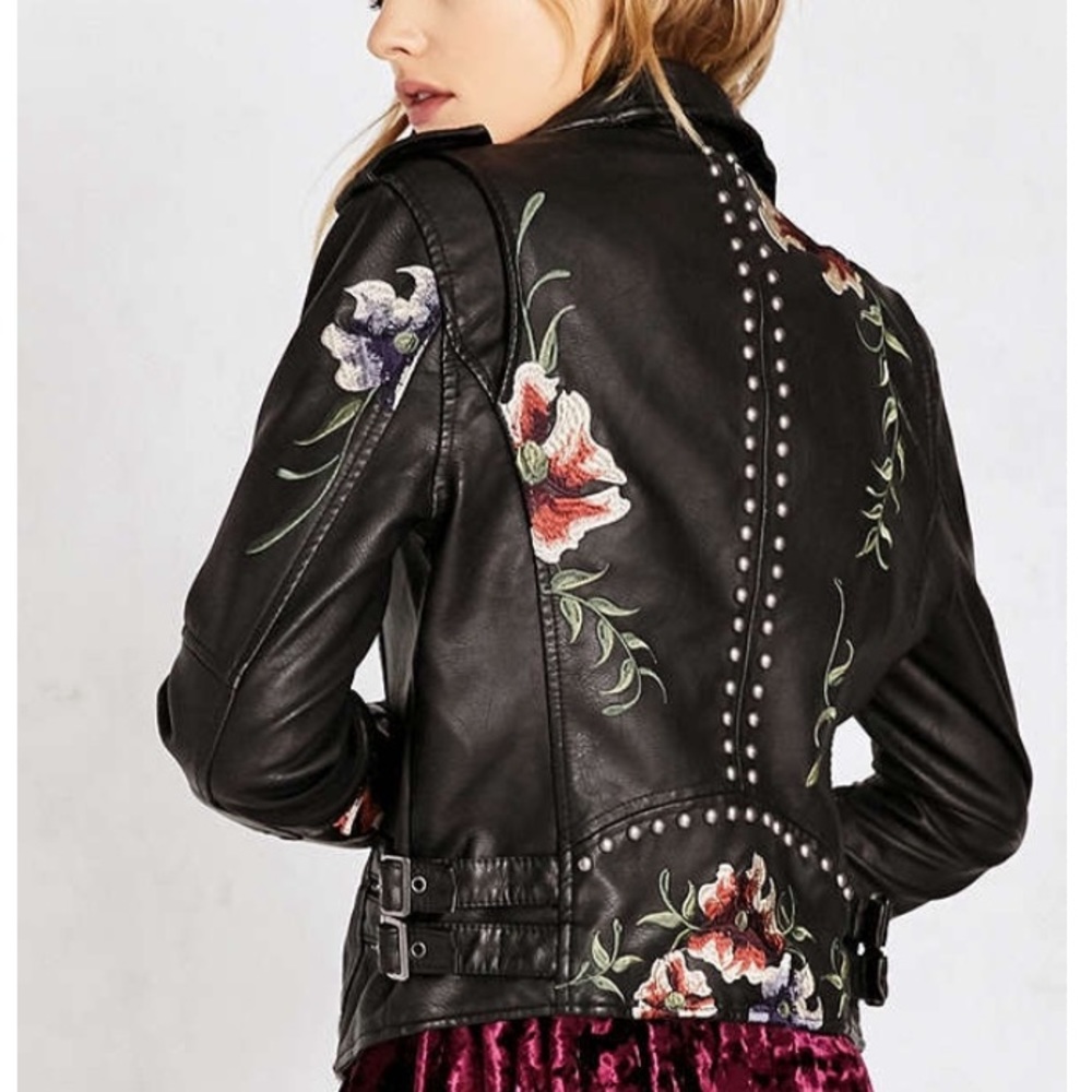 BLANKNYC Floral Embroidered Moto Jacket