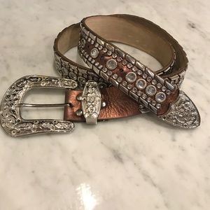 BRONZE LEATHER Crystal Belt. M. Women's. worn some