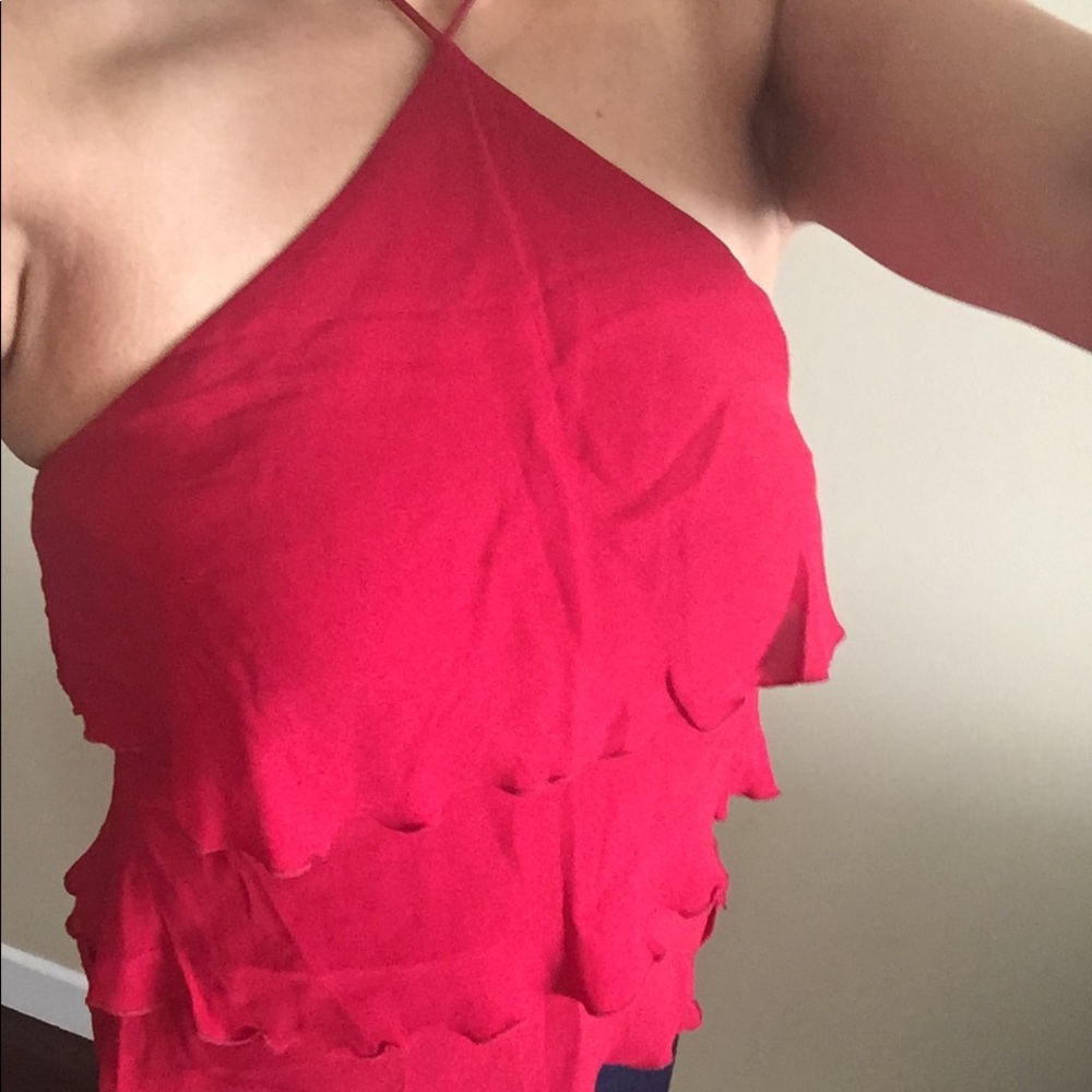 Armani Exchange Cherry Red Silk Blouse