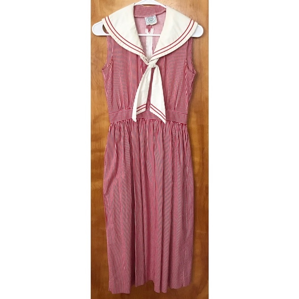 Vintage Laura Ashley Red Striped Sailor Dress