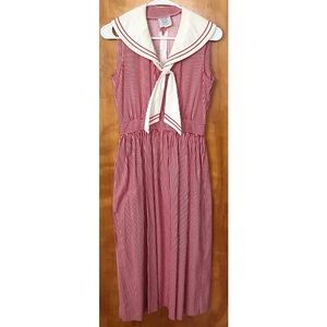 Vintage Laura Ashley Red Striped Sailor Dress