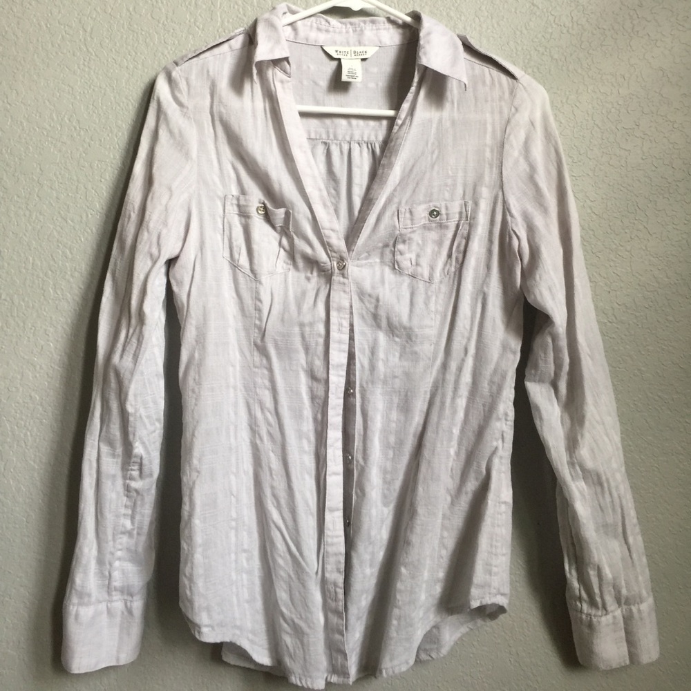 White House Black Market Button Up Grey Blouse
