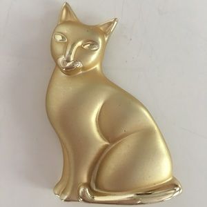 Vintage Gold Cat Pin Brooch