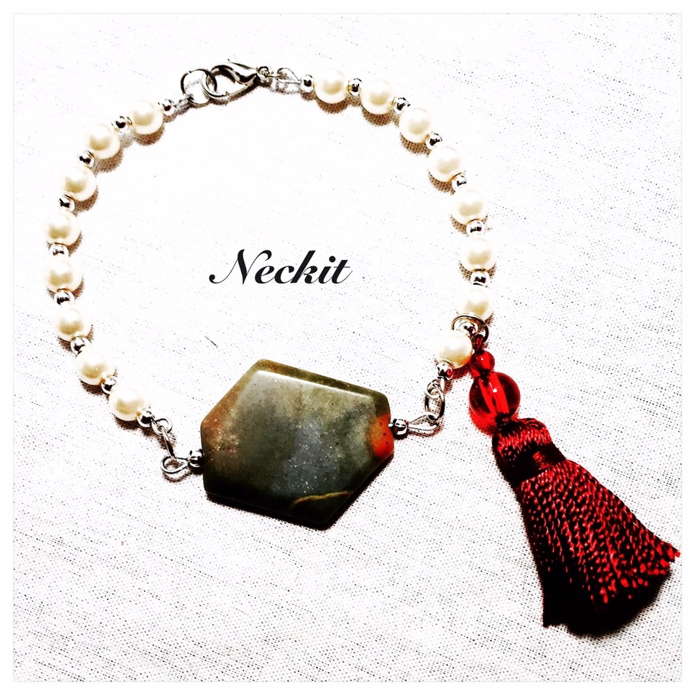 Handmade Stone and Tassel Bracelet