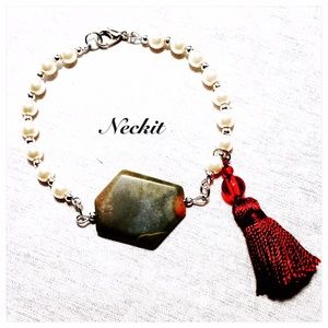 Handmade Stone and Tassel Bracelet