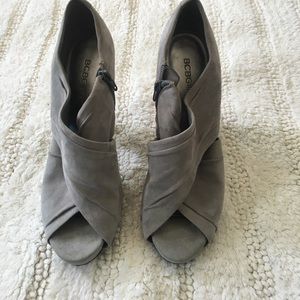 BCBGirls faux suede gray heeled sandals