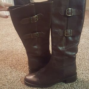 Brown leather boots