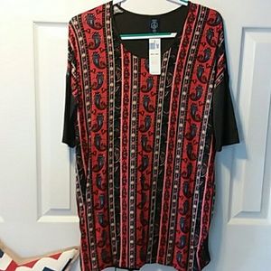 Trendy Agnes & Dora High-Lo Paisley Top, L