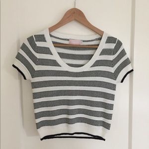 Farrow Striped Rib Crop Sweater - nautical vibes