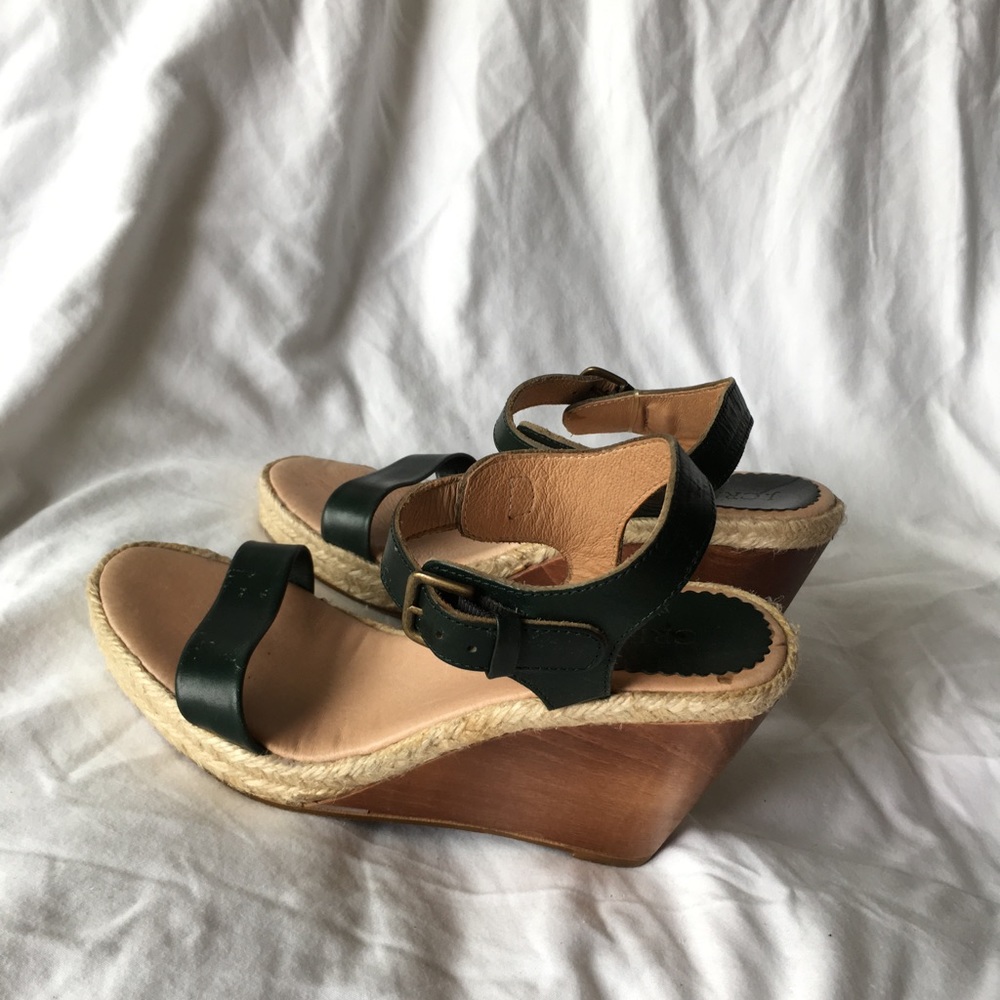 J. Crew leather and wood wedge sandals - size 8