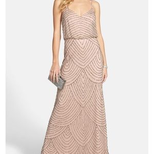 Embellished Blouson Gown in Taupe/Pink