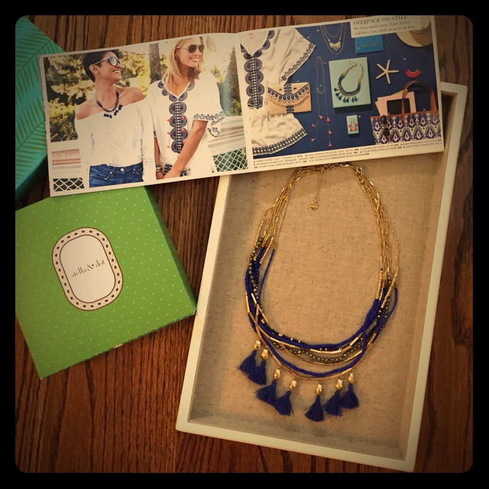 Stella & Dot Tulum Tassel Necklace blue like new