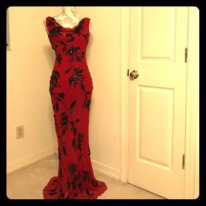 Cache red dress with black sequins -worn once