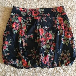 Black/Orange floral bubble skirt