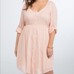Torrid Embroidered Gauze Shirt Dress