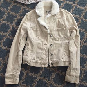Corduroy Cream Colored Furry Jacket