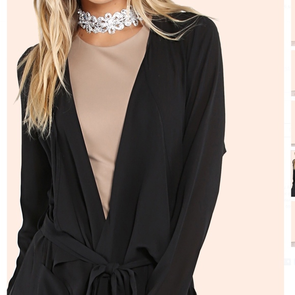 BF PRICE FIRM BLACK SHEER WATERFALL DUSTER W/TIE - Picture 3 of 5