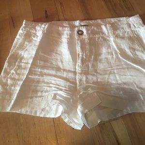 White linen shorts