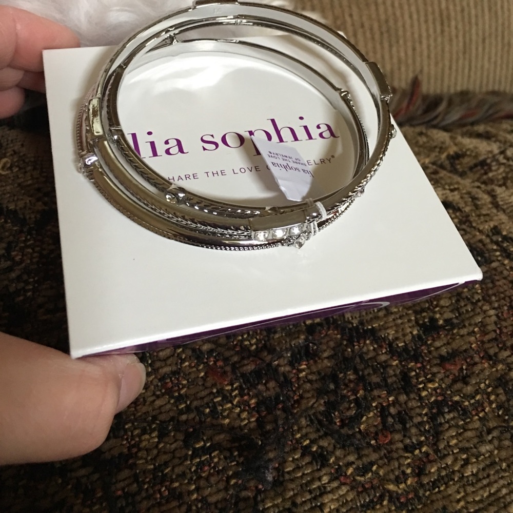 Set of 3 silver dangle bracelets