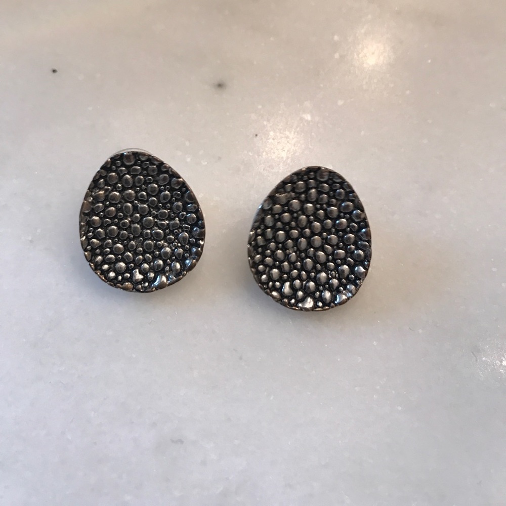 Antiqued Silver Stud Earrings
