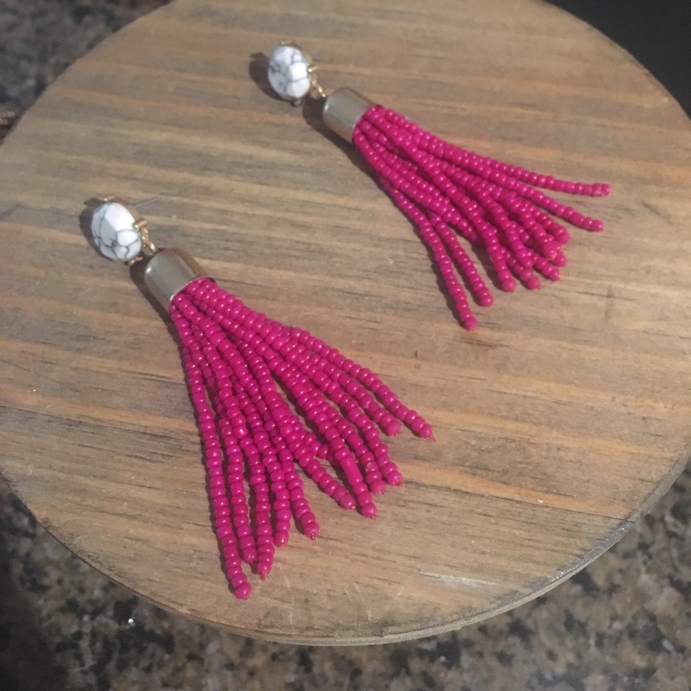 Fuschia tassel earrings!