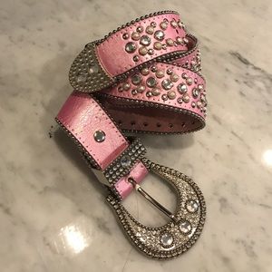 CRYSTAL & PEARL pink shimmery women's belt. Small