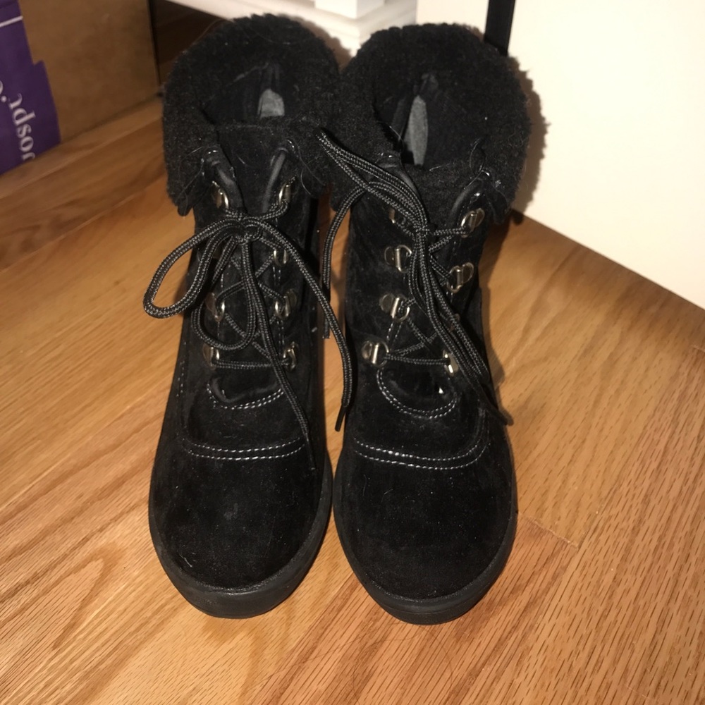 Black suede lace up booties