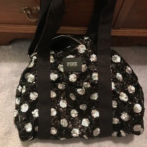 Love pink Black sequence bag