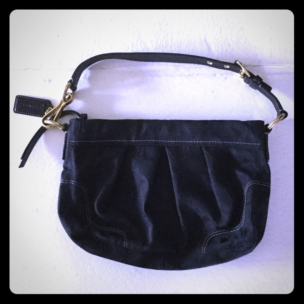 Coach 'C' print black shoulder bag